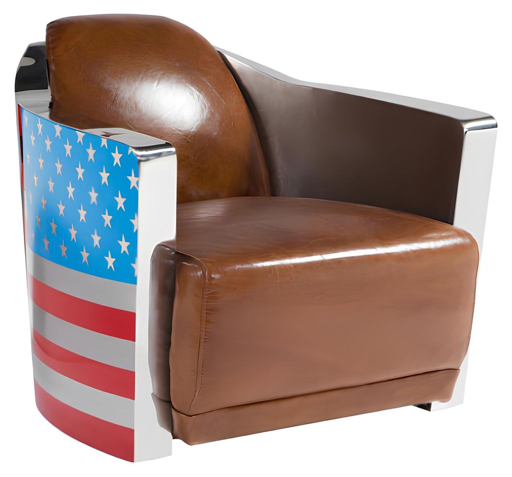 Echtleder Vintage Ledersessel Designsessel Rocket Union Jack Vintage Cigar
