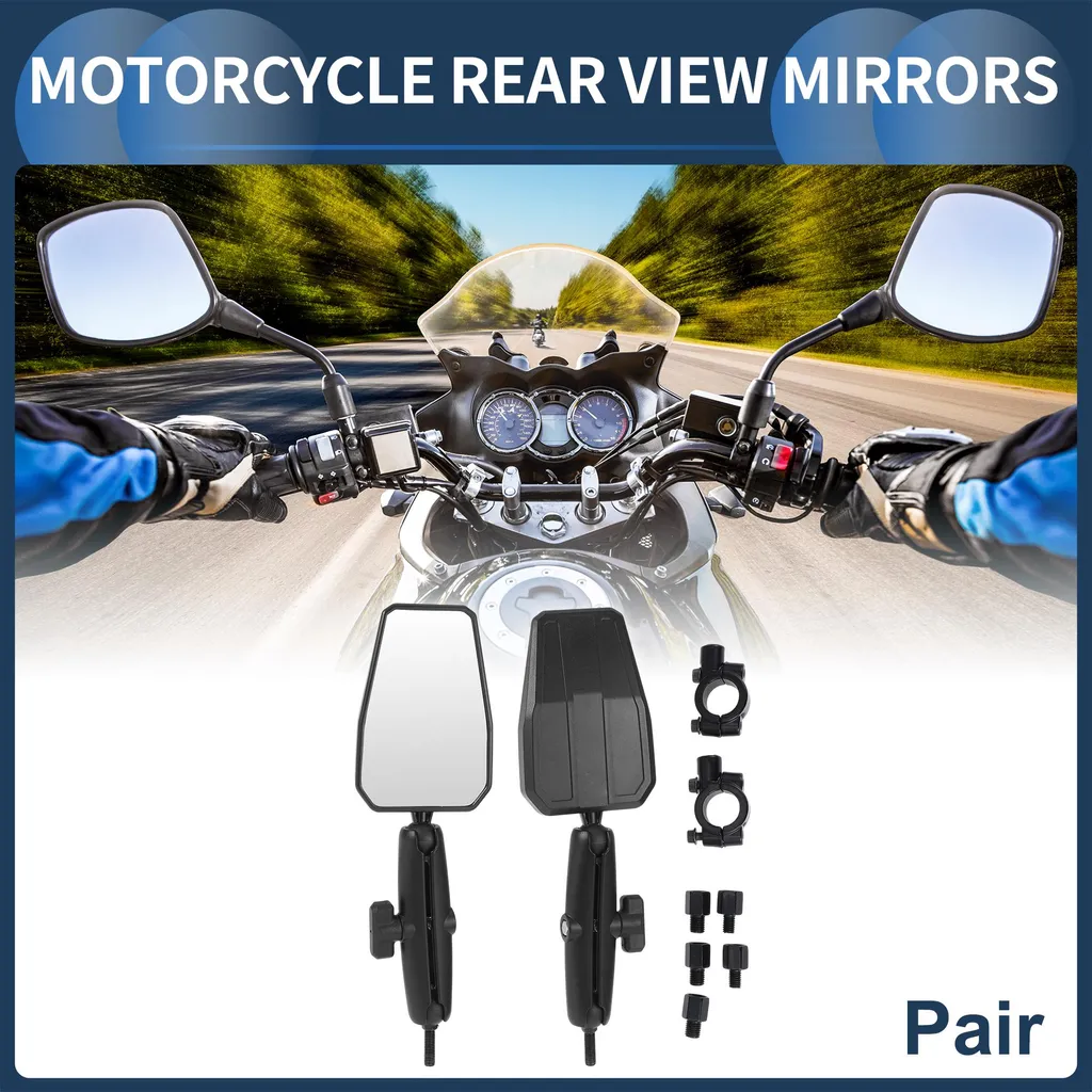 Paire de Rétroviseurs Moto Sportifs Noirs et Blancs Montage Universel