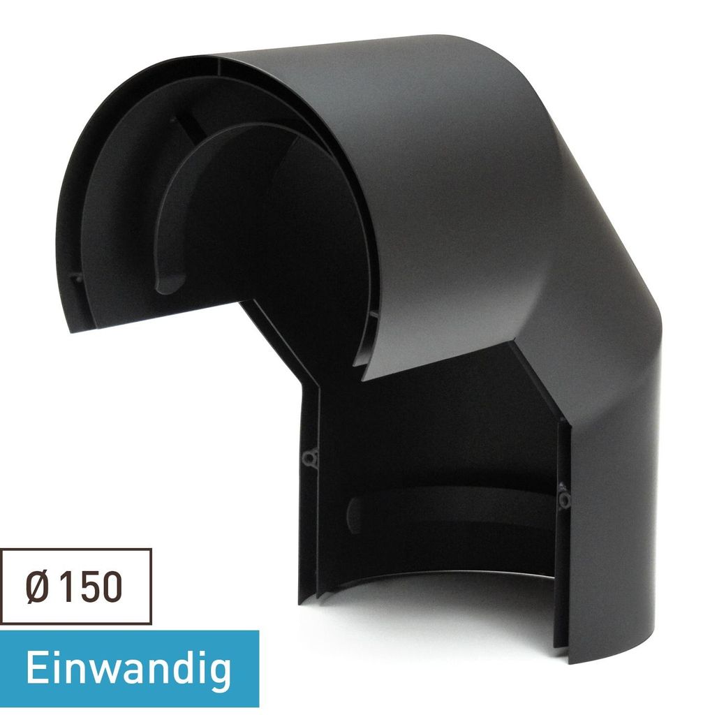 Raik Basic Thermoschild 150mm schwarz doppelt für 3teiligen Bogen 90° für Rauchrohr / Ofenrohr