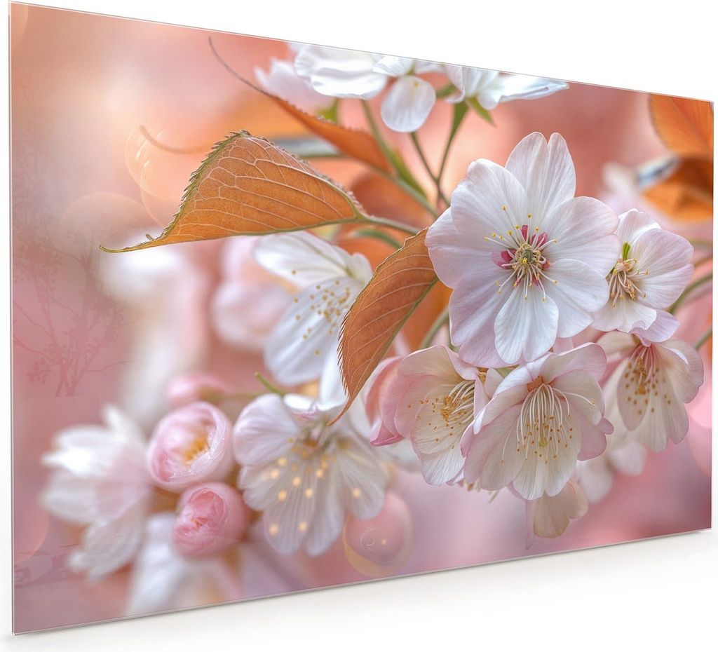 Küchenrückwand Spritzschutz Glas mit Motiv Blühende Blüten 40 x 40 cm