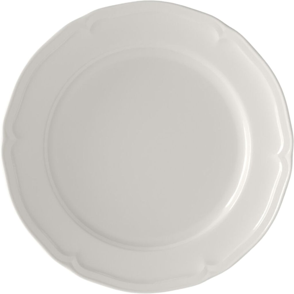 A white plate on a white background.