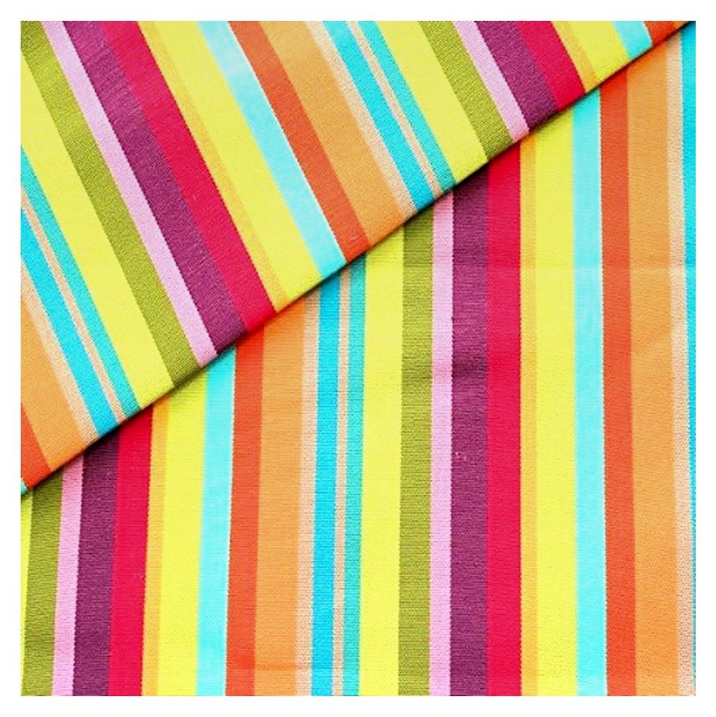Liegestuhlstoff Meterware für den Außenbereich, Breite 45 cm, Streifenmix in Multicolor