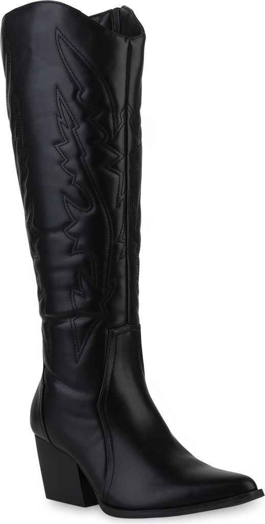 VAN HILL Damen Cowboystiefel Stiefel Stickereien Schuhe Produktbild 