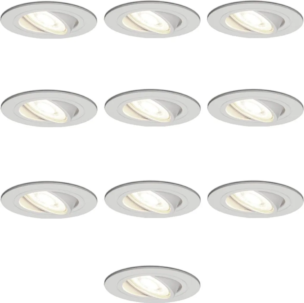 Lot de 10 Spots LED Encastrables et Inclinables GU10 Blanc Chaud 2700K