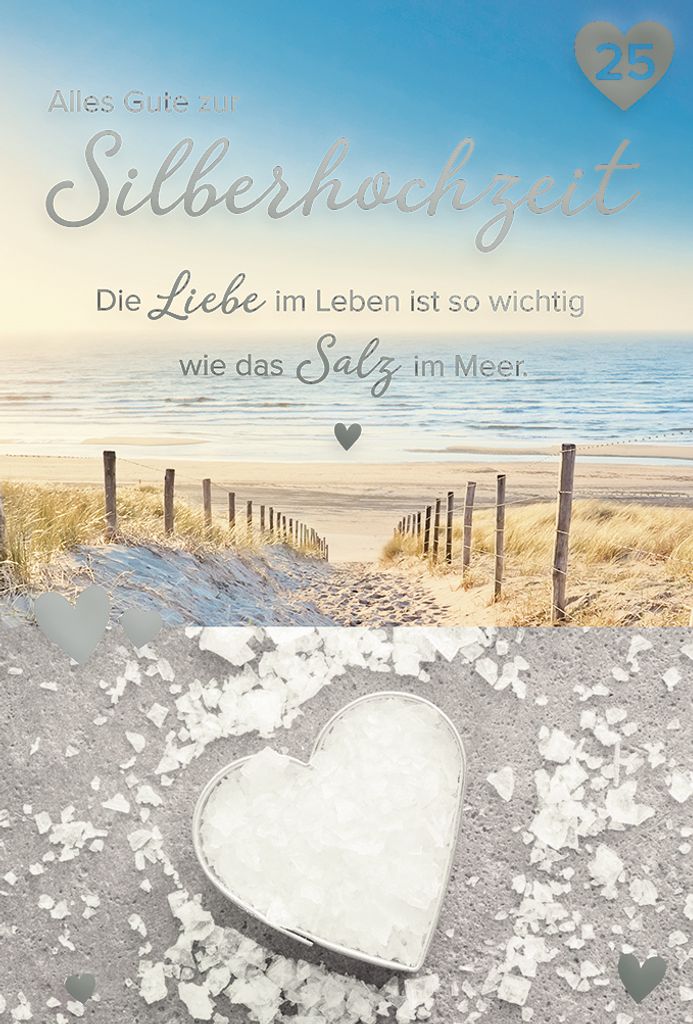 Silberhochzeit - 25. Hochzeitstag - Glückwunschkarte im Format 11,5
