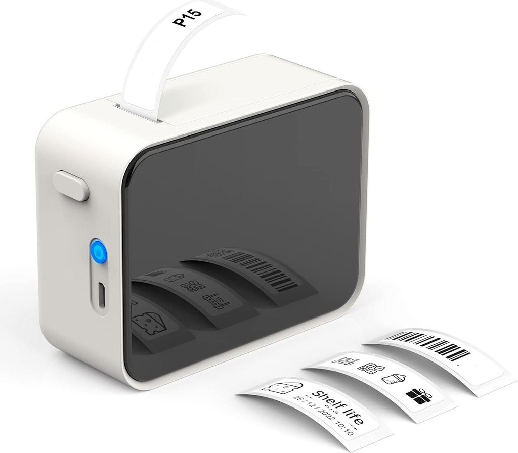 P15 Etikettiergerät Bluetooth Beschriftungsgerät Selbstklebend Wiederaufladbar Etikettendrucker, Labeldrucker für iOS&Android