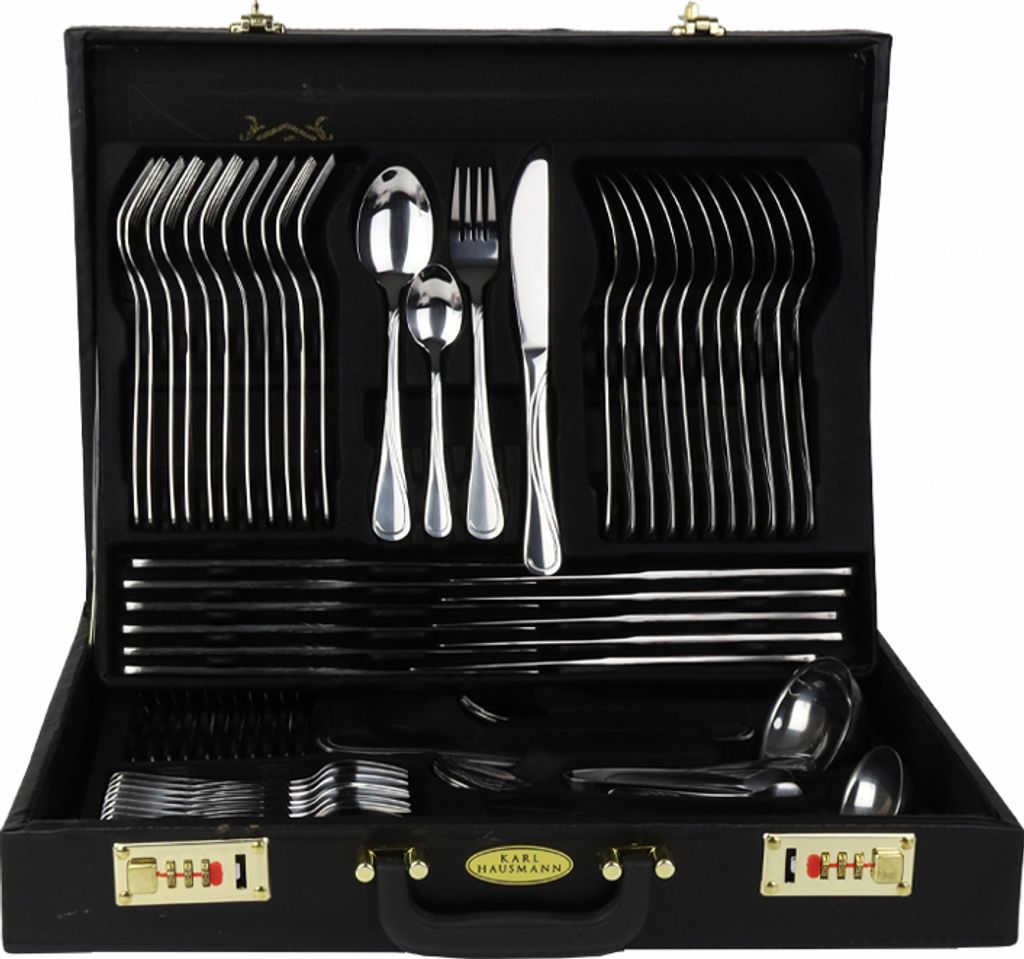 Karl Hausmann 72tlg Set Tafelbesteck Besteckset Nina, poliertes Silber, Edelstahl