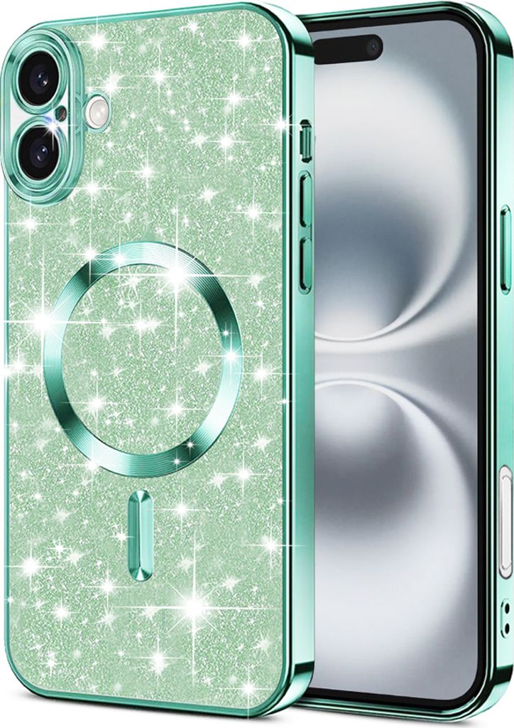 Techsuit Luxury Glitter Back Cover Hülle mit MagSafe für Apple iPhone 16 Plus - Hellgrün