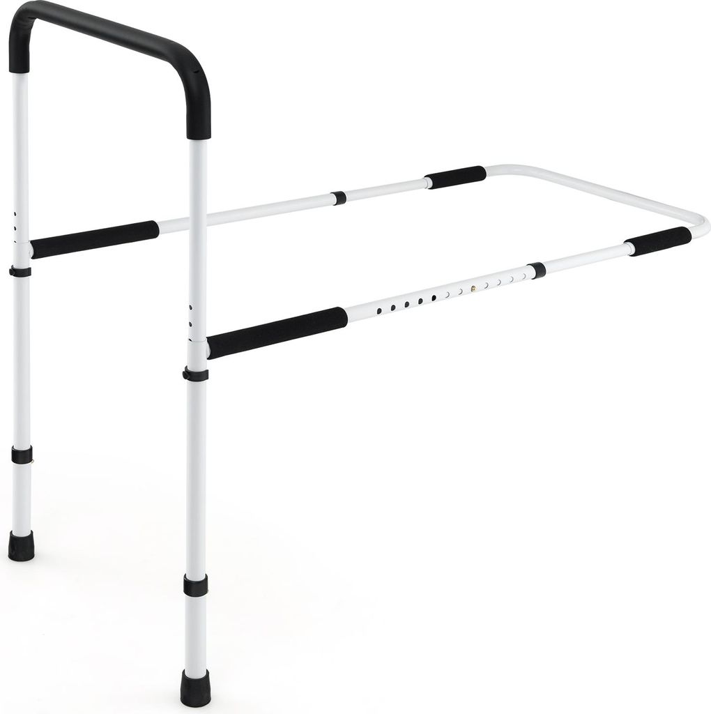 COSTWAY Aufstehhilfe Bett bis 160kg, Rausfallschutz verstellbar höhenverstellbar, Bettgitter, Schutzgeländer mit Griff, Werkzeuglose Montage Silber