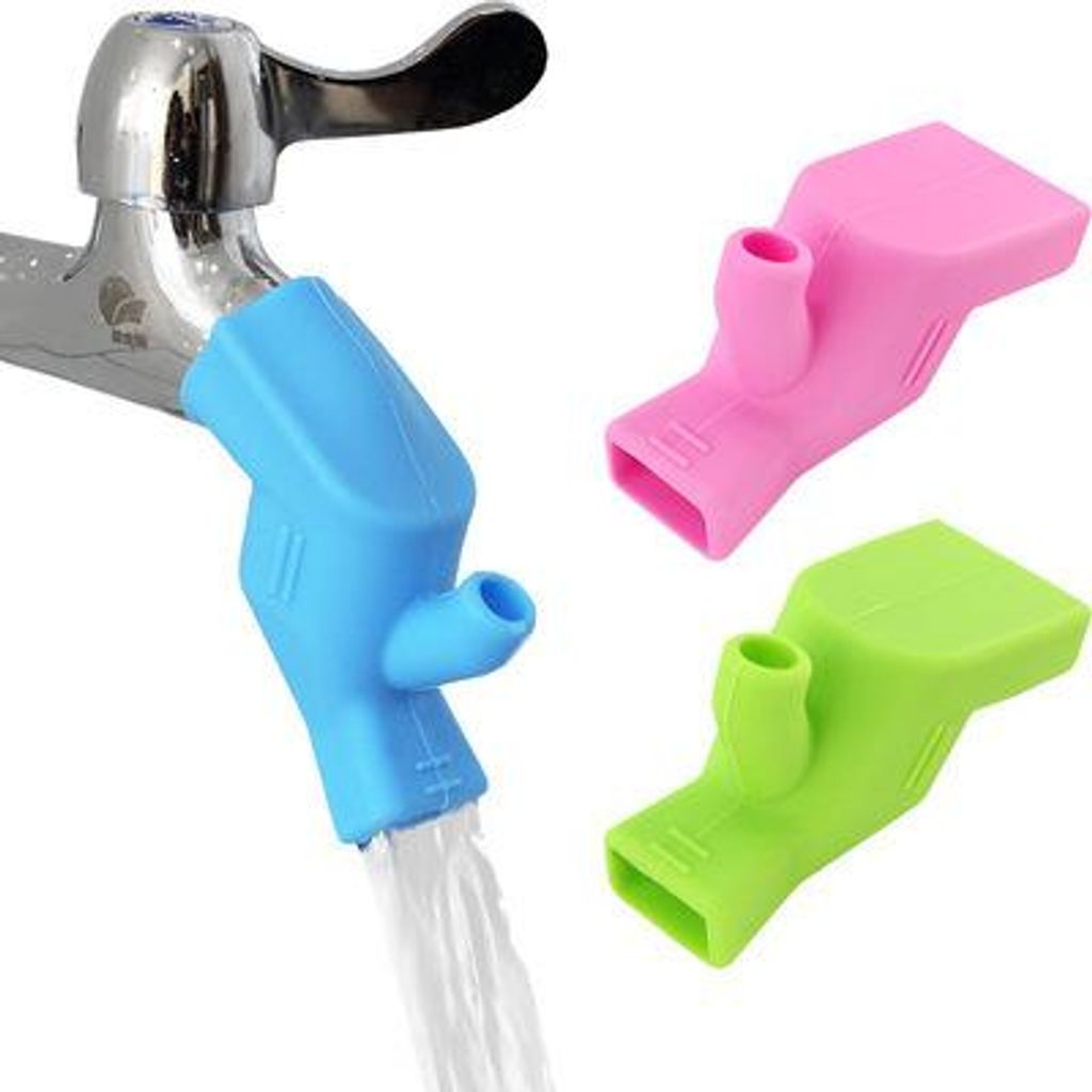 3 Pieces Küche Sink Faucet Extension Rubber Elastic Spout Guide Kids Save Faucet Extension Badezimmer Accessories (Grün+Blau+pink)