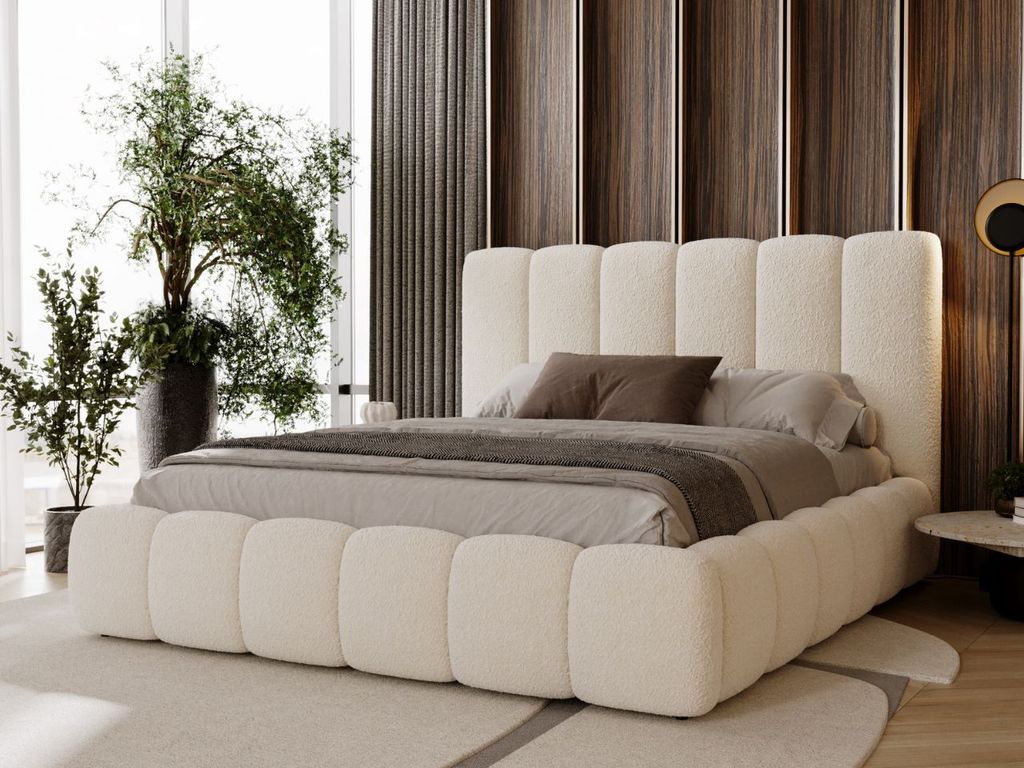 GrainGold Polsterbett Imperial 140x200 cm - Bett 140x200, Polsterbett mit Bettkasten und Lattenrost - Creme (Anthology 01)