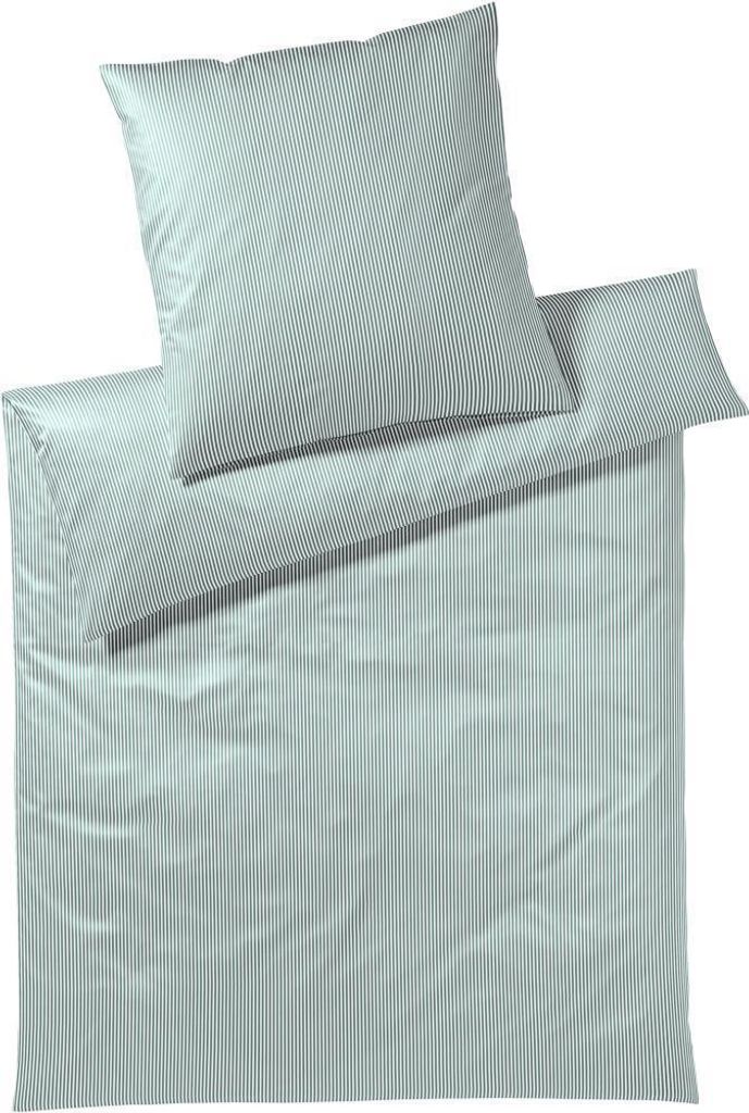 elegante Mako-Jersey-Bettwäsche-Garnitur Sister Stripe Farbe Salbei Größe 140x220+70x90cm