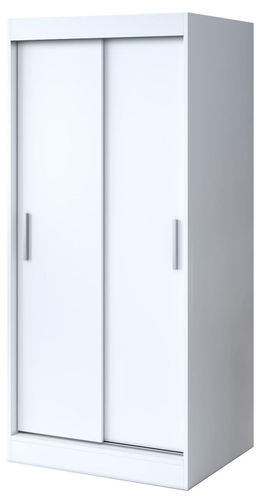 Schiebetürenschrank 90x200cm - Weiß Matt - Kleiderschrank Produktbild 