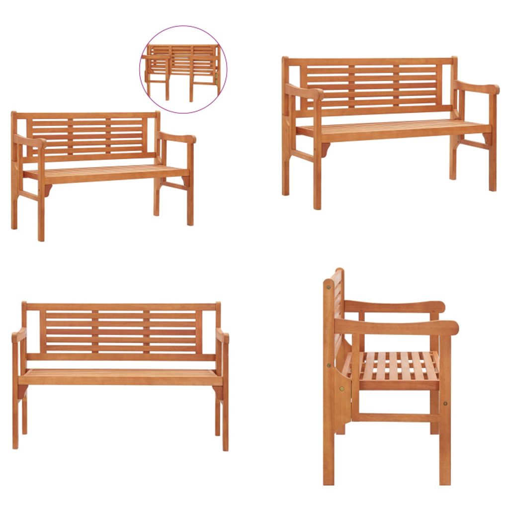 vidaXL Gartenbank Klappbar 120 cm Eukalyptus Massivholz - Klappbank - Klappbänke - Klappbare Bank - Klappbare Bänke