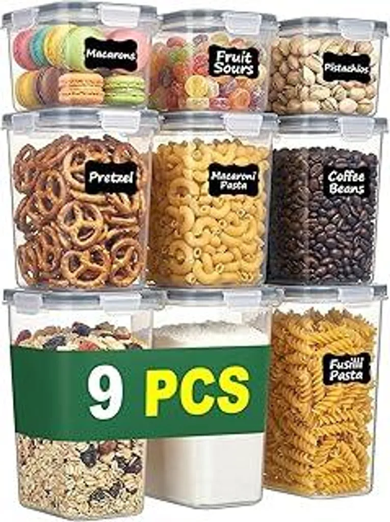 Set 9 Contenitori Ermetici Cucina Impilabili BPA Free | Salvaspazio