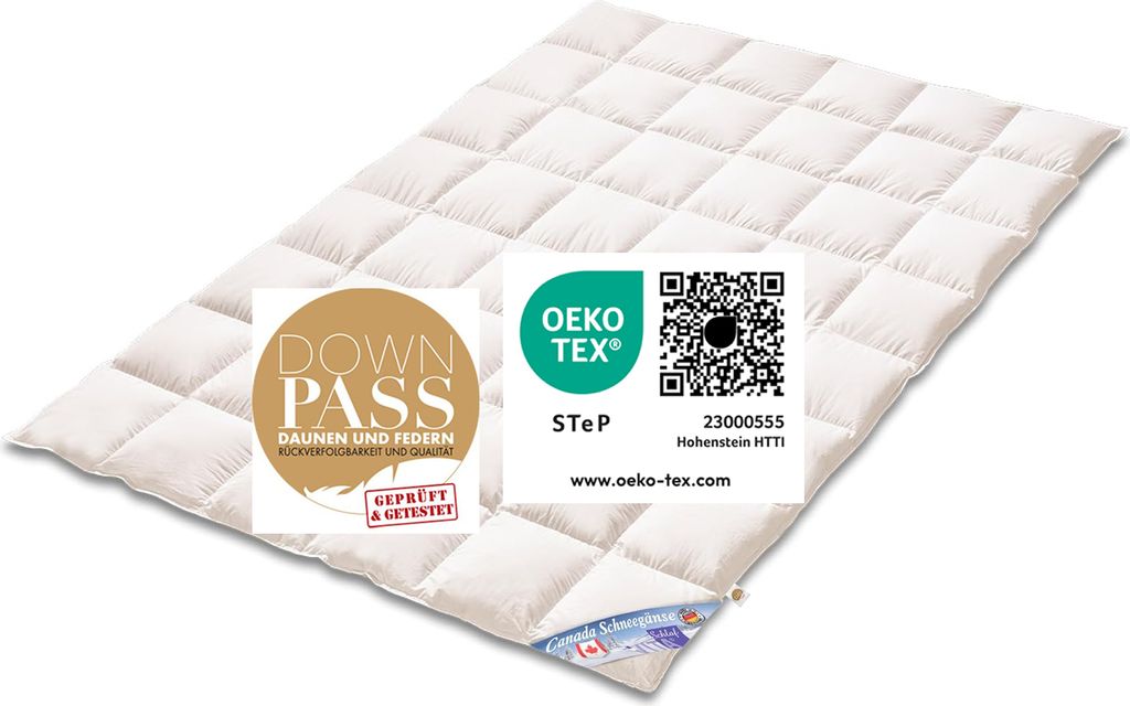 Vitaschlaf Canada Schneegänsedaunendecke W3 - SOMMER - LEICHT ÜBERGANGSZEIT Atelier Daunendecke 100% GÄNSEDAUNE Canada 200x200cm DOWNPASS