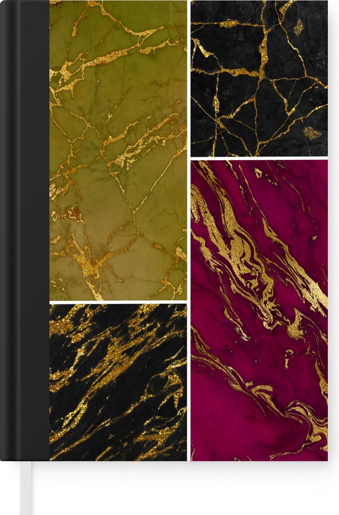 MuchoWow Notizbuch Tagebuch Haushaltsbuch Notebook A5 Marmor - Gold - Luxus - Notizblock - Notizheft - Notebook - Schreibblock - Papier