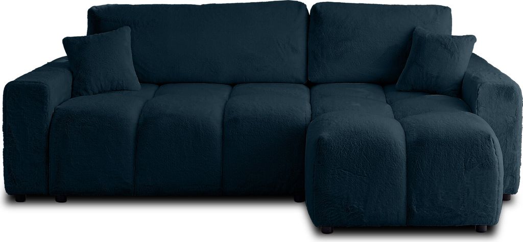 Lisa Design Crocus - beidseitig montierbar - 4 Sitzplätze - Schlaffunktion und Bettkasten - aus Kunstpelz , Blau