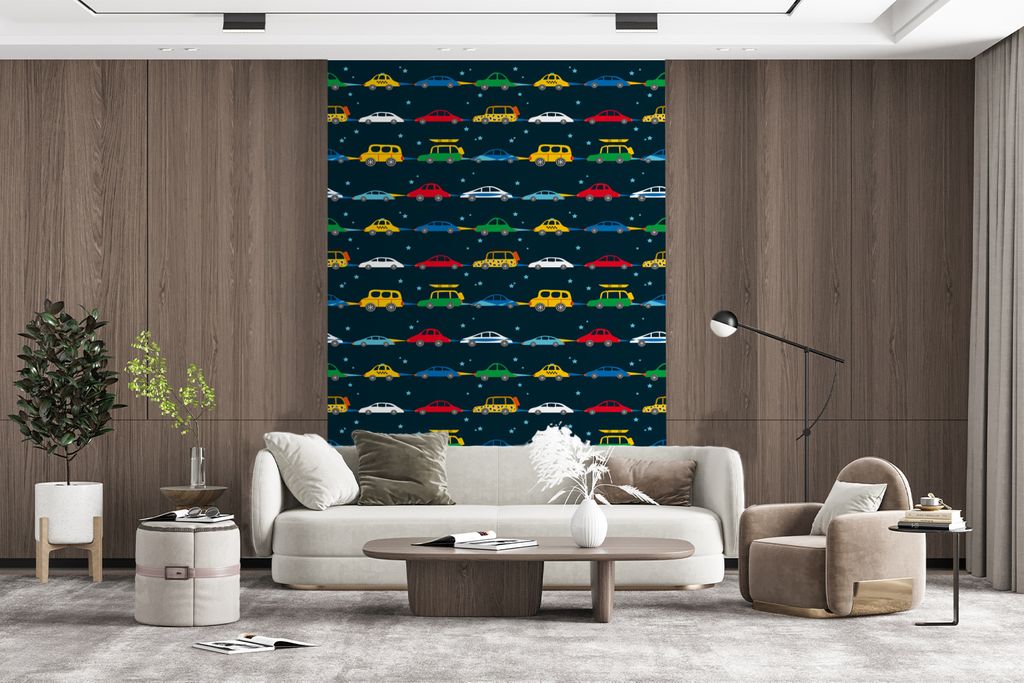 MuchoWow Fototapete für Wohnzimmer oder Schlafzimmer Wandtapete Vinyl Motivtapete Muster - Auto - Raumfahrt - Kind - Kinder - Kinder - 145x220 c...