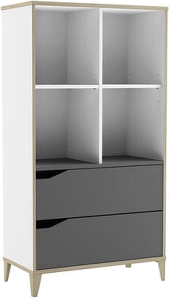 Bücherregal >Genius< in matt weiss/hell grau - 702x130x35 (BxHxT)