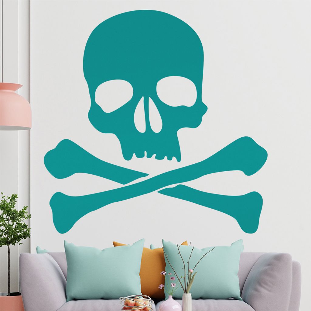 KIWISTAR Totenkopf - Schädel Piraten Rebell Wandtattoo in 6 Größen - Wandaufkleber Wall Sticker - Dekoration, Küche, Wohnzimmer, Schlafzimmer, ...