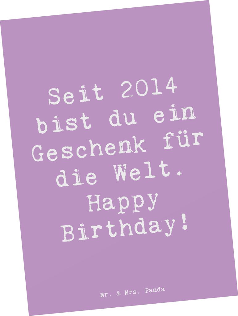 Mr. & Mrs. Panda Postkarte Spruch 2014 Geburtstag Geschenk - Lavendeltraum - Fotokarte, Jahrgang, Ansichtskarten, Alter, Grußkarte, Happy Birthday...