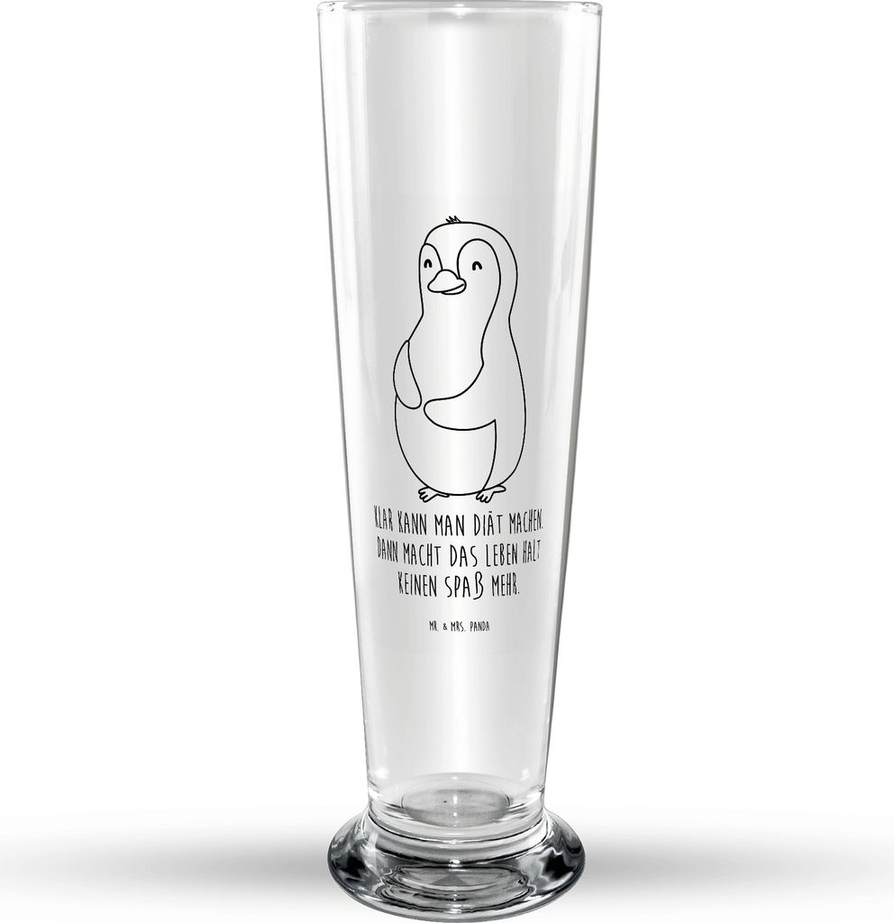 Mr. & Mrs. Panda Bierglas Pinguin Diät - Transparent - Geschenk, Bierbecher, Motivation, Bier Glas, Glasbierglas, Bauch, Trinkglas, Glasbecher