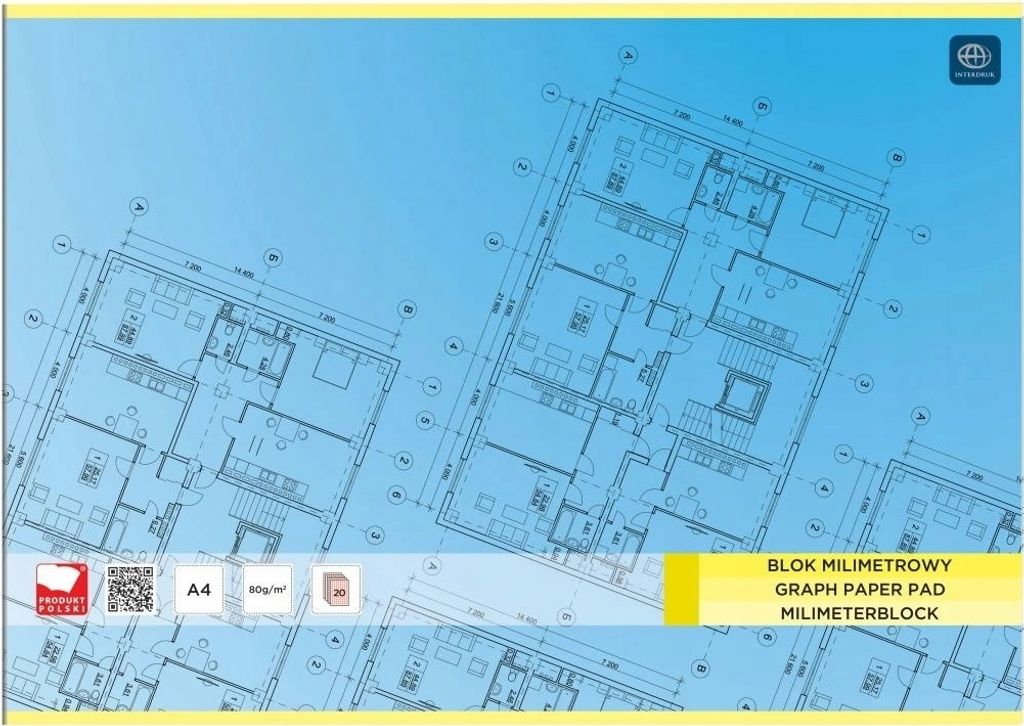 Zestaw 20 arkuszy bloku milimetrowego A4 - Idealny do Zdjęcie produktu 