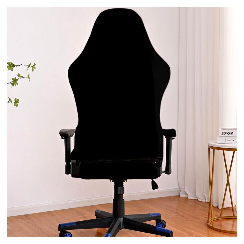 Dehnbarer Gaming-Stuhlbezug aus Stretch-Polyester, abwaschbar, rutschfest, elastischer Schutz für Computerstühle, schwarzer Schonbezug für Büro...