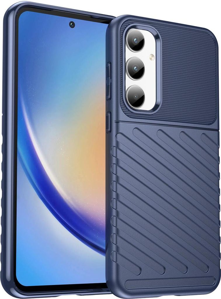 Conie Schutzhülle für Samsung Galaxy A35 5G Tasche Silikon Case Muster Cover Bumper TPU Hülle in Blau