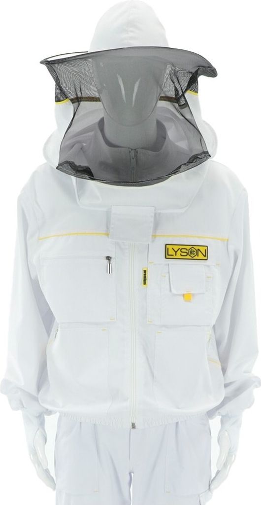 LYSON Imkerbluse mit abnehmbarem Hut/Imkerjacke mit Handstulpen mit Daumenloch Uni Imkerbluse belüftet Professionelle Imkerbekleidung, Imkerjacke ...