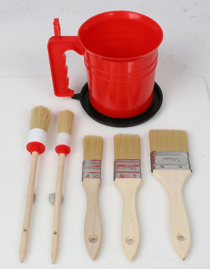 30x Pinselset mit 5 Pinseln und Topf mit Deckel Malpinsel Set für Schule Hobby und kreative Bastelarbeiten