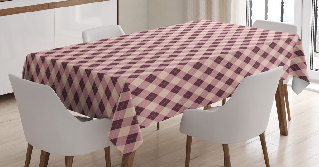 ABAKUHAUS Brown Plaid Tischdecke, Diamant-förmige Design, Schmutzabweisent mit Modernster Druck Technologie Waschbar Klare Farben, 140 x 240 cm, P...