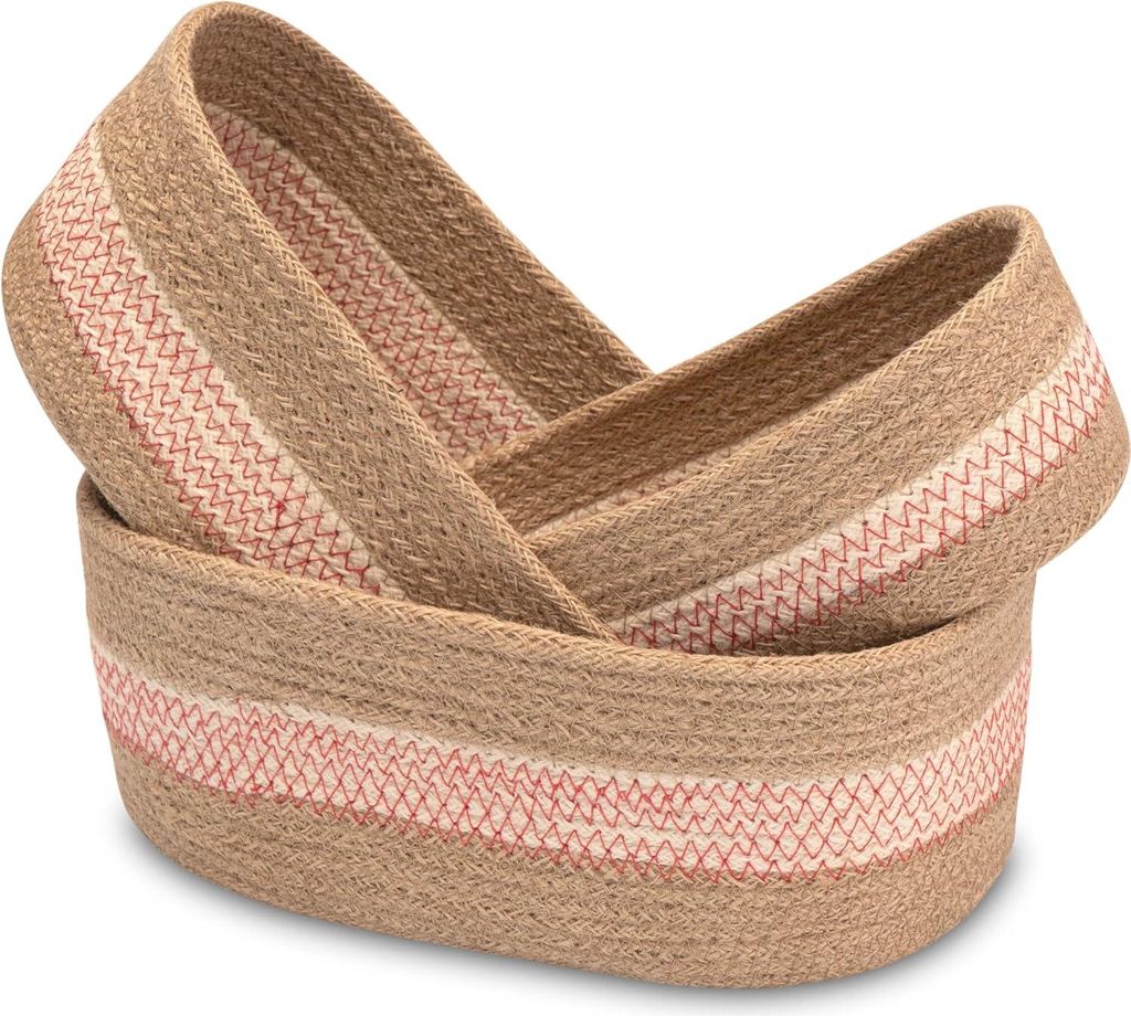Decorasian Organizerkorb aus geflochtenem Jute – Set von 3 ovalen Körben – Windelkorb oder Windeltisch-Organizer