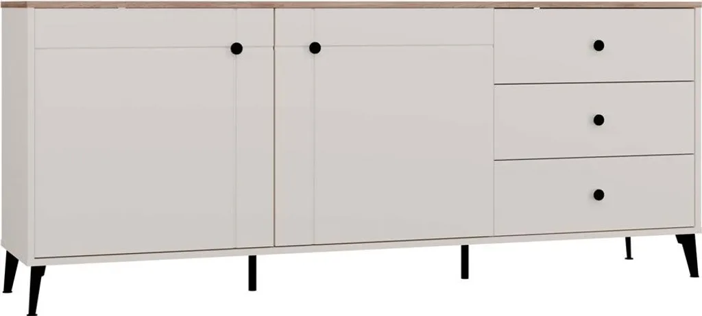 POINT 2D3S Commode Beige Cachemire Chêne Castello 3 Tiroirs et 2 Portes