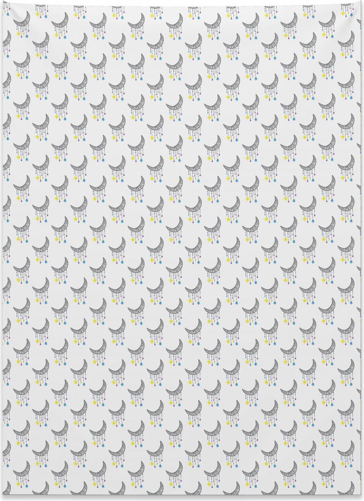 Abakuhaus Mond Wandteppich, Stern Ornamente Urlaub aus Weiches Mikrofaser Stoff Kein Verblassen Klare Farben Waschbar, 110 x 150 cm, Mehrfarbig