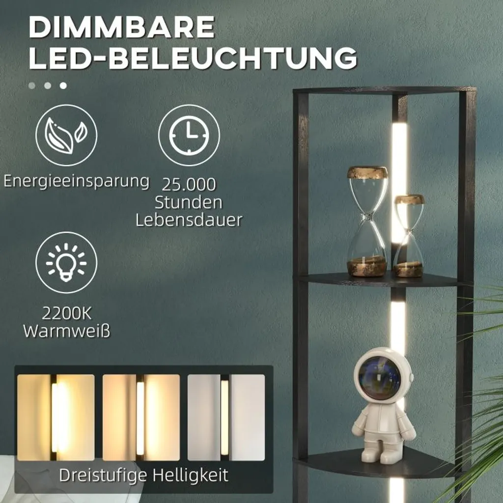 Lampadaire de Salon avec Rangement Intégré et Éclairage LED Variable - 5