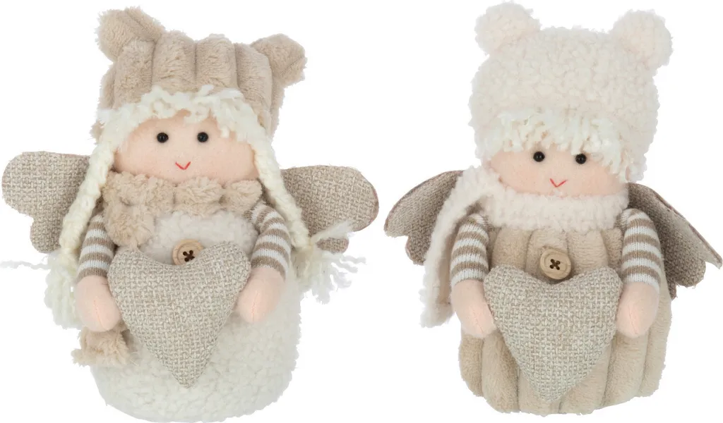 Décoration de Chambre Enfant J-Line Figurines Textiles Blanc Beige Set de 2