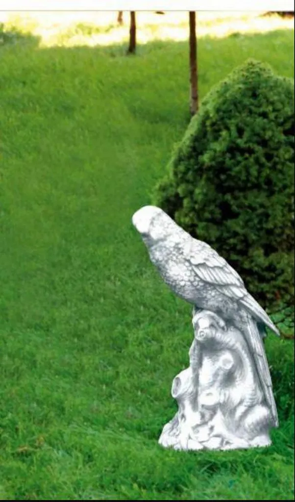 Statue Perroquet S103025 en Pierre Reconstituée Résistante au Gel