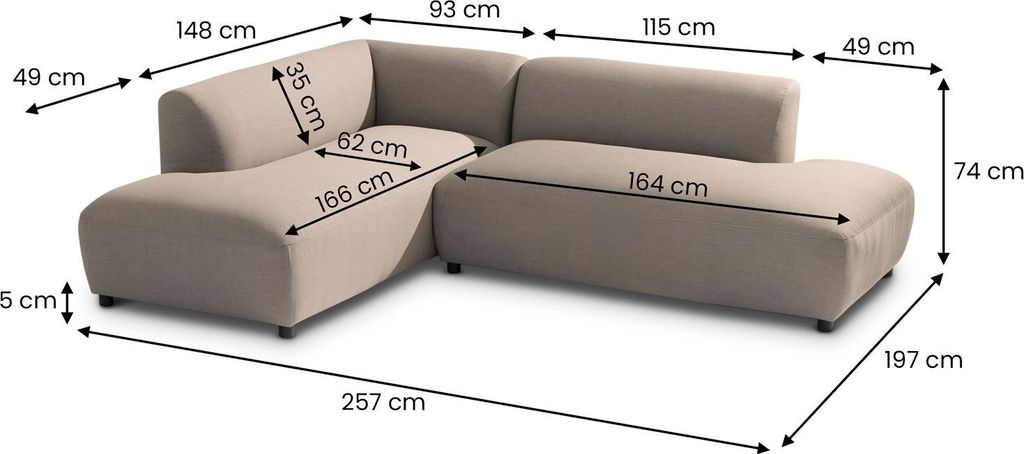 Outdoor-Sofa CALABRIA gepolstert, Beige – mit gemütlicher Polsterung für Ihre Gartenlounge aus wetterfestem Stoff und robustem Aluminium für T...