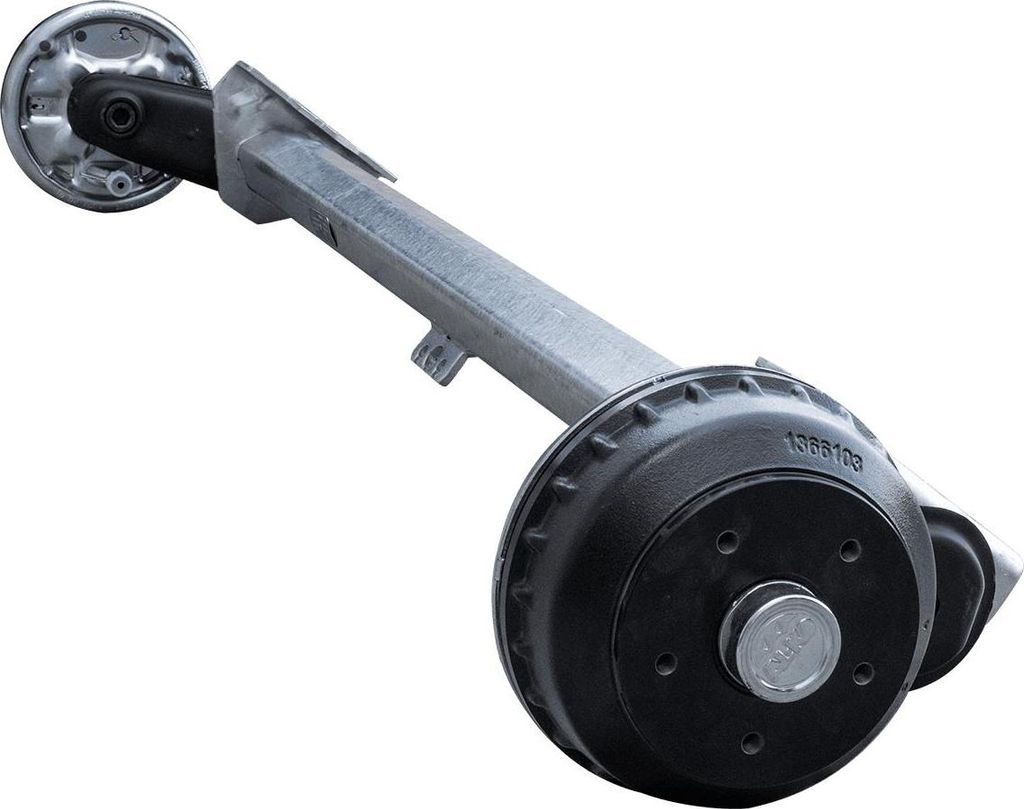 AL-KO COMPACT gebremste Anhängerachse 1000 kg 5x112 1355 mm 1870 mm Bremsachse für Bootsanhänger PKW Anhänger Autoanhänger Transportanhänger