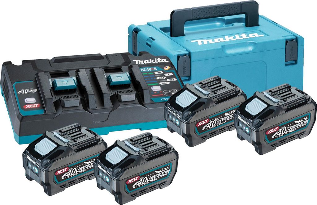 Makita Power Source-Kit 40V max., XGT, 4 Akkus BL4050F 5,0 Ah, Doppelladegerät, MAKPAC Gr. 3