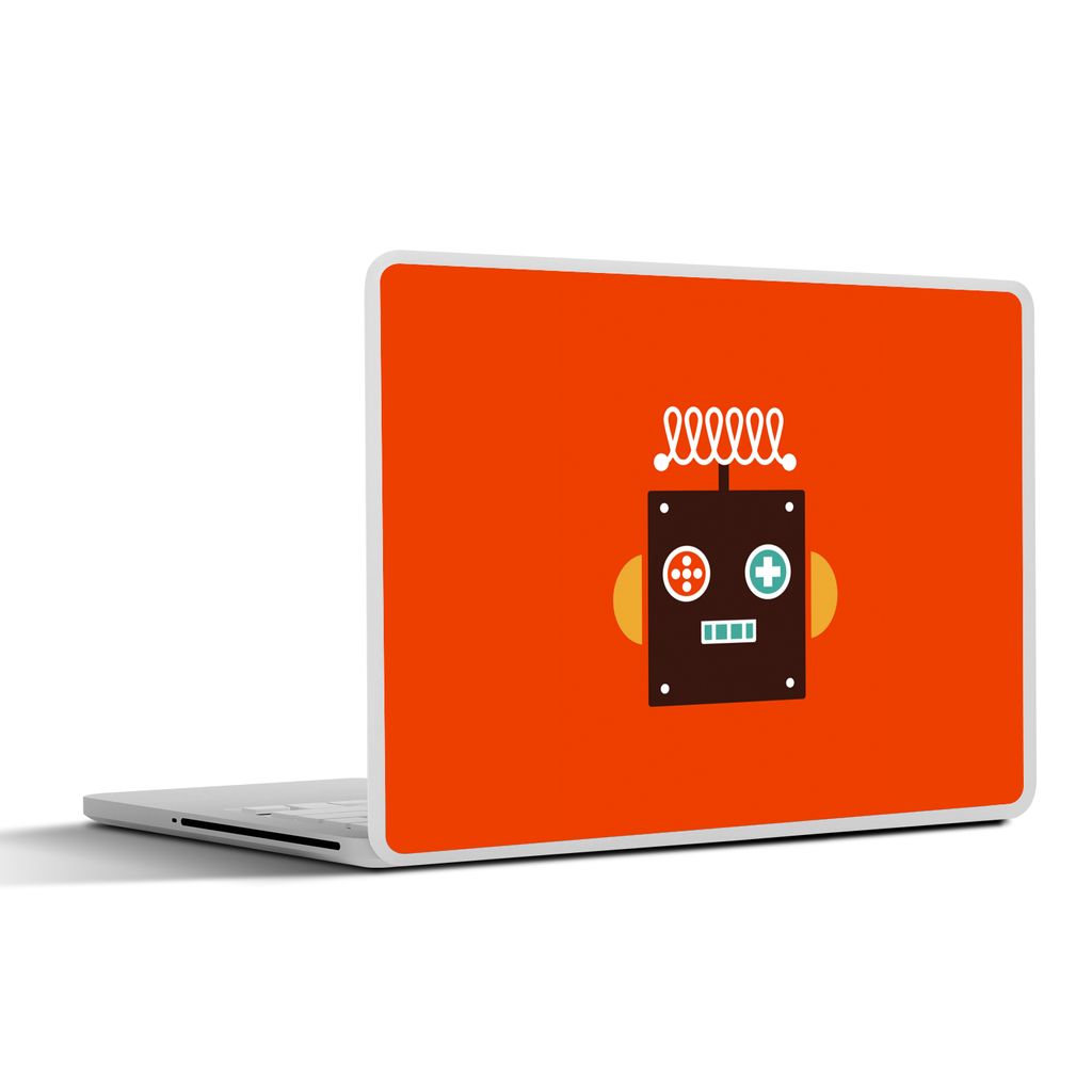MuchoWow Laptop Aufkleber Sticker Cover Roboter - Formen - Gesicht - Orange - Jungen - Kinder 30x21 cm - Sticker für Laptop - Selbstklebend