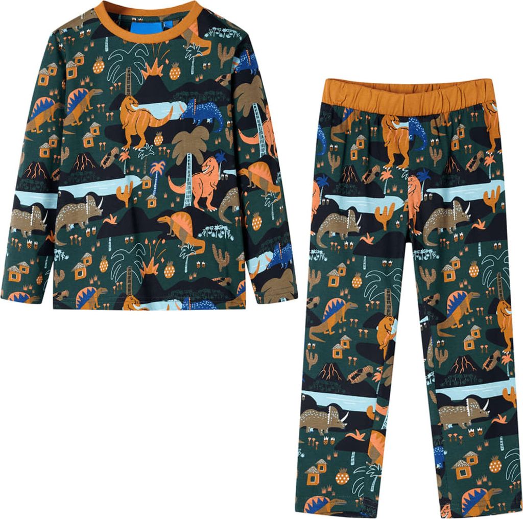 Kinderpyjama mit Langen Ärmeln Dunkelgrün 116