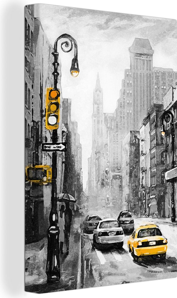 OneMillionCanvasses - Leinwandbilder - 90x140 cm, Gemälde - Ölfarbe - Stadt - Auto, Wandbilder Kunstdruck Wanddekoration - Foto auf Leinwand - ...