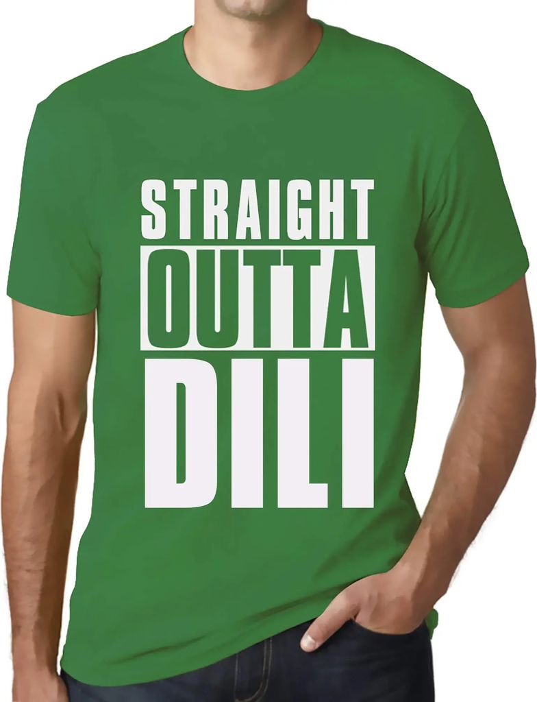 Herren Grafik T-Shirt Straight Outta Dili Öko-Verantwortlich Vintage Jahrgang Kurzarm Lustige Druck Geburtstag Geschenk Mann