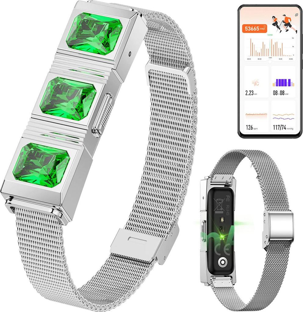 Smartband Fitnessarmband, Magnetarmband, IP68 wasserdicht, Schritte & Kalorien messen, 15 Tage Akku, Outdoor & Training