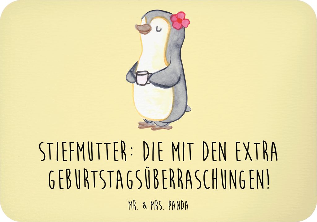 Mr. & Mrs. Panda magnet Stiefmutter Überraschungen - Gelb Pastell - Geschenk, Kühlschrankmagnet, Familie, Stiefkind, wandmagnet, Geburtstagsüber...