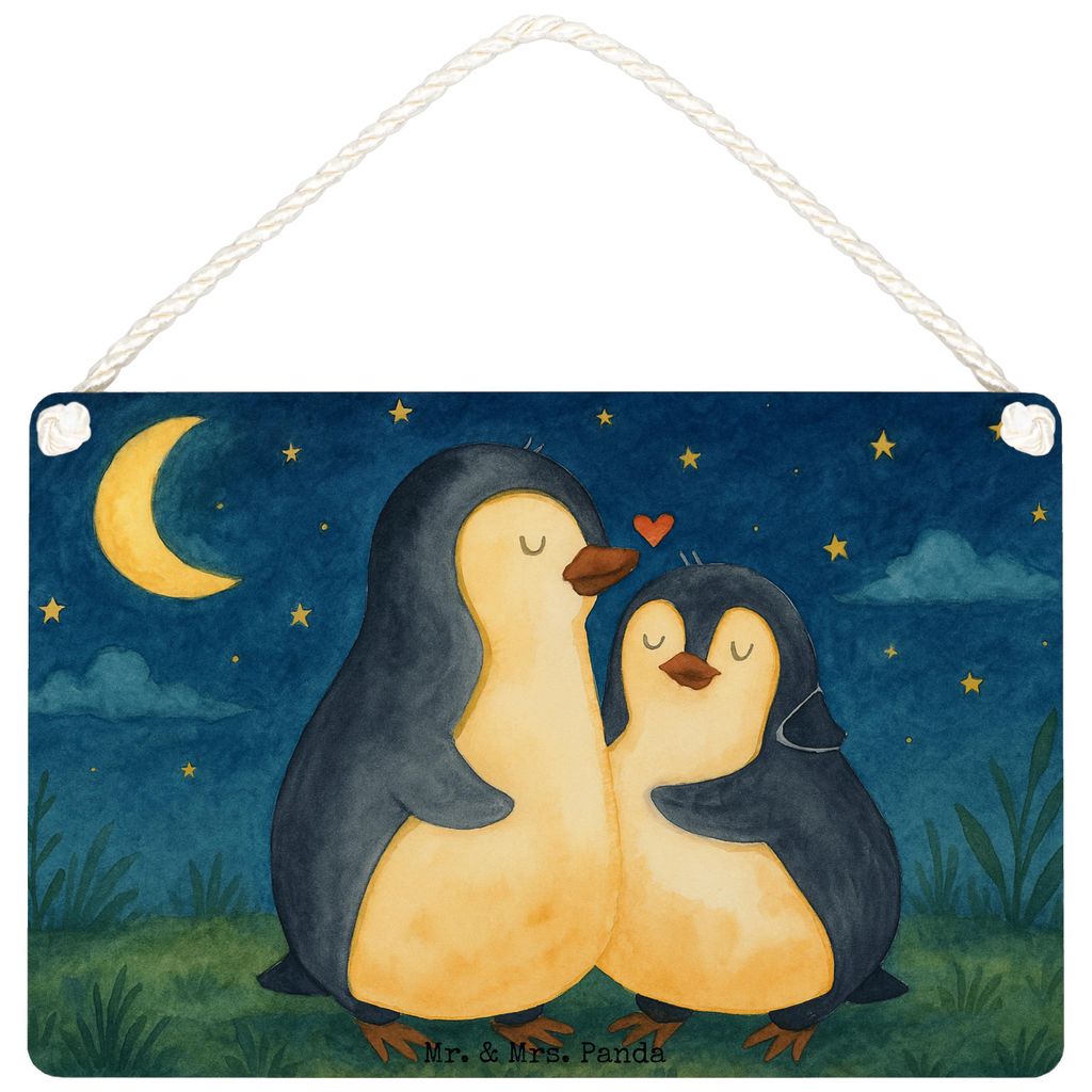 Mr. & Mrs. Panda Schild Pinguine Einschlafen Design DIN A4 - Weiß - Geschenk, für Frauen, Valentinstag, Wandbild Holz, Deko, Freundin, Hochzeitst...