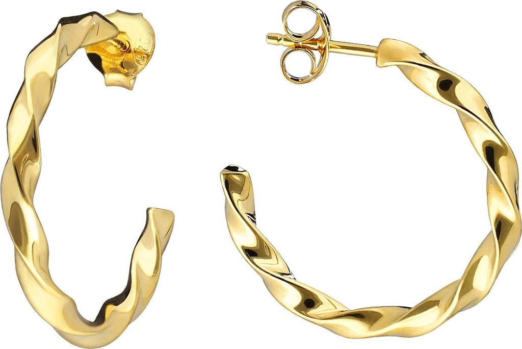 trendor 41617 Damen-Ohrringe 925 Silber Vergoldet Steck-Creolen